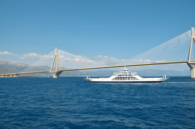Rio -antirio, cable-stayed bridge and ferry boat