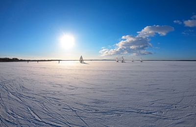 Scenic view of frozen sea against sky