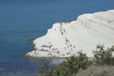 High angle view of people at beach