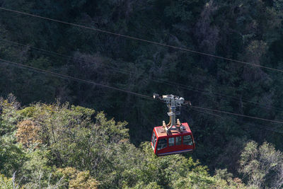 Low angle view of overhead cable car