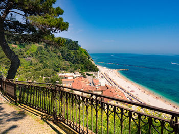 Scenic view of sea against blue sky