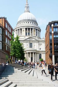 Low angle view of church in city