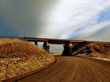 Road under construction bridge against sky