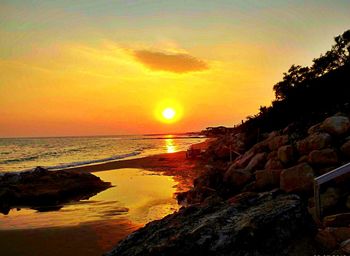 Scenic view of sea at sunset