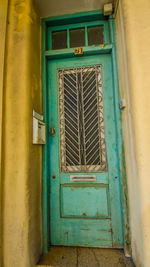 Closed door of building