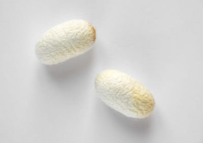 Close-up of cookies against white background