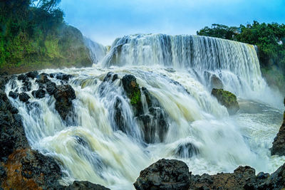 Scenic view of waterfall