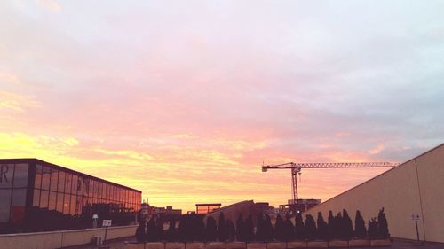 Silhouette of buildings at sunset