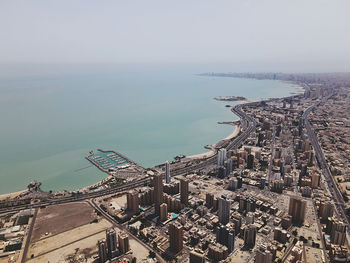 High angle view of buildings in city