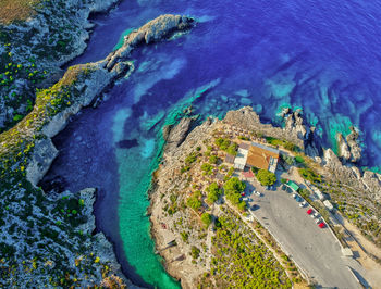 High angle view of beach