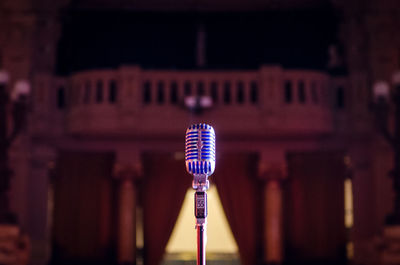 Close-up of microphone on stand