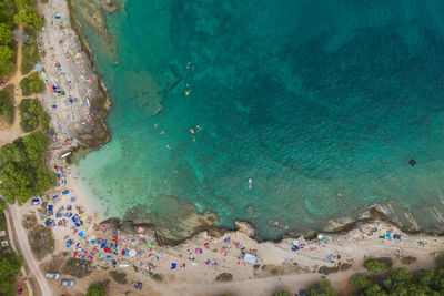 High angle view of people on beach
