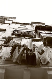 Low angle view of clothes drying on clothesline