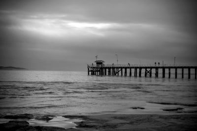 Early dawn moody monochrome of point lonsdale pier victoria, australia