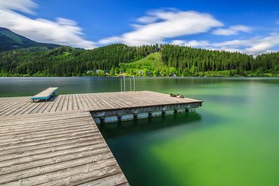 Scenic view of lake against sky