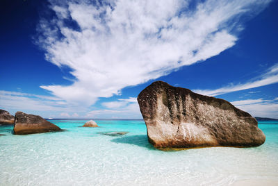 Scenic view of sea against cloudy sky