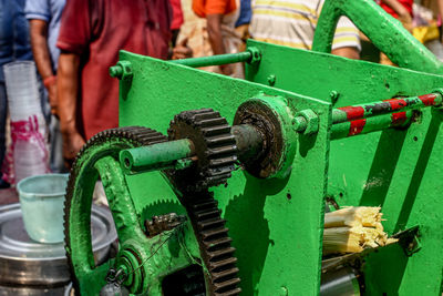 Close-up of green machinery