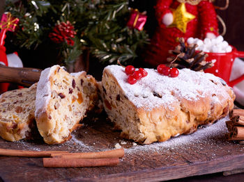 Close-up of christmas tree on table