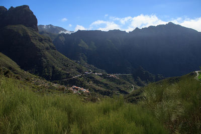 Scenic view of mountains against sky