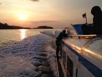 Scenic view of sea at sunset