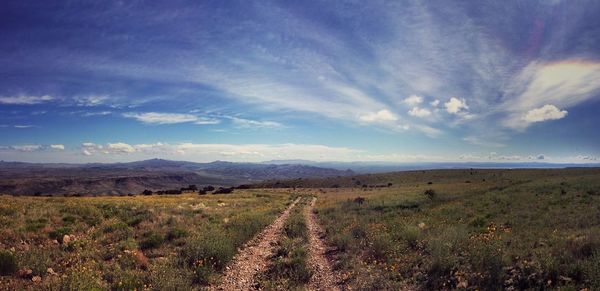 Scenic view of landscape against cloudy sky