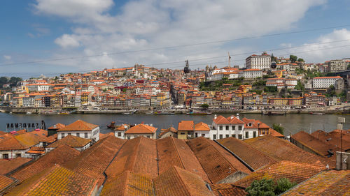 High angle view of townscape against sky