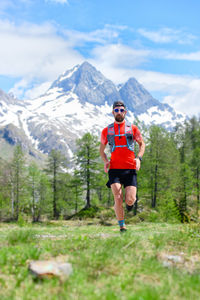 Trail running runner in the mountains