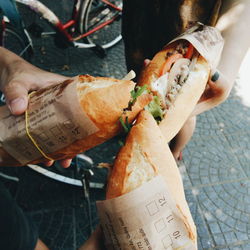 Close-up of hand holding ice cream