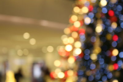 Defocused image of illuminated lights at night