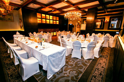 Chairs and tables in restaurant