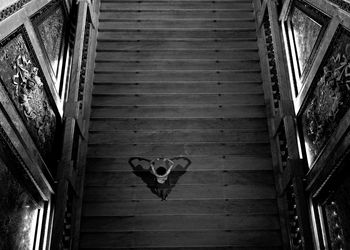 Stairs in the art museum with a woman as a heart