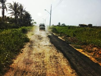 Road passing through field