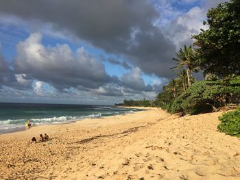 Scenic view of beach against sky