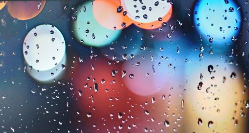 Full frame shot of raindrops on glass window