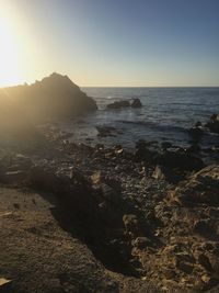 Scenic view of sea against clear sky