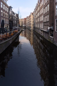 Canal amidst buildings in city against sky