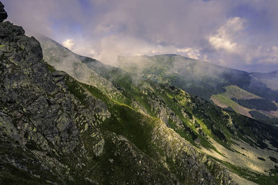 Scenic view of volcanic landscape against sky