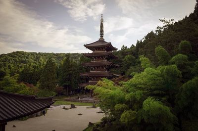View of pagoda against cloudy sky
