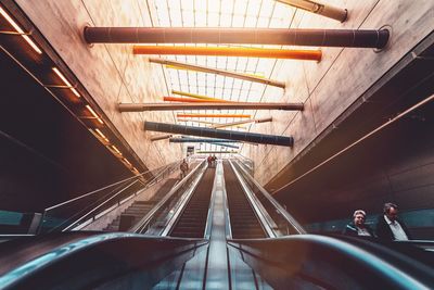 High angle view of escalator