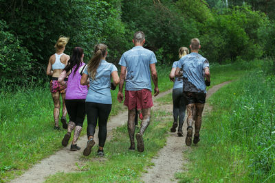 People walking in forest