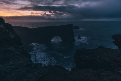 Scenic view of sea against sky at sunset