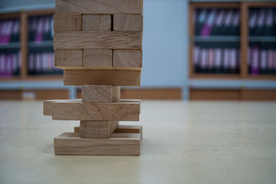 Stack of books on table