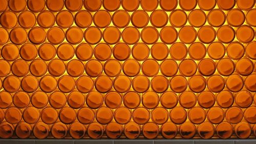 Full frame shot of beer bottles