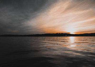 Scenic view of sea at sunset