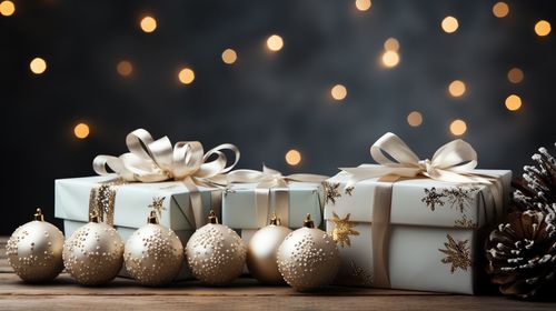 Close-up of christmas decorations on table