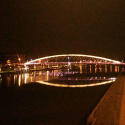 Bridge over river at night