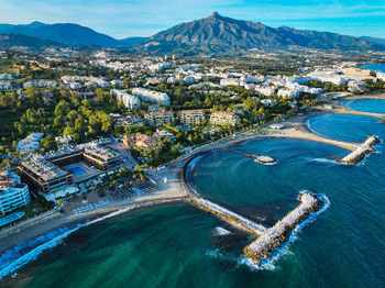 High angle view of city