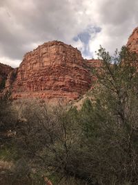 Rock formations on landscape against sky