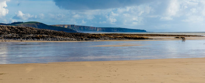 Scenic view of beach against sky