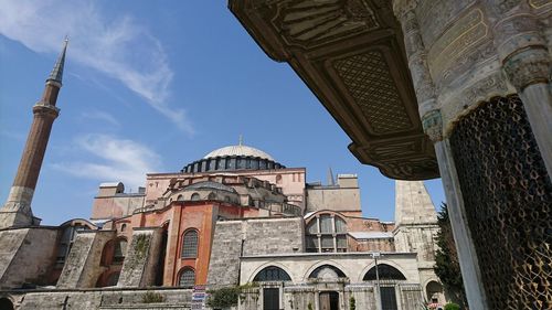 Low angle view of historic building against sky in city